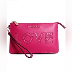 Michael Michael Kors 💖 Medium Gusset Leather Love Wristlet in Ultra Pink 👛